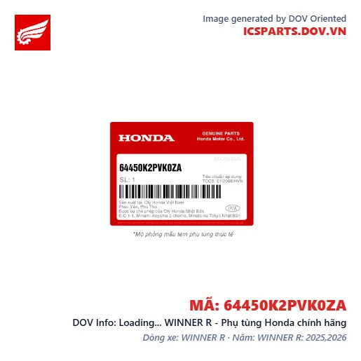 Loading... WINNER R - Phụ tùng Honda chính hãng