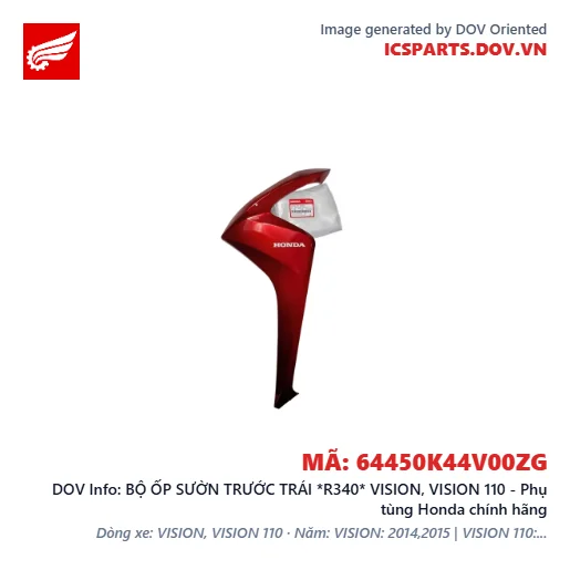 BỘ ỐP SƯỜN TRƯỚC TRÁI *R340* VISION, VISION 110 - Phụ tùng Honda chính hãng