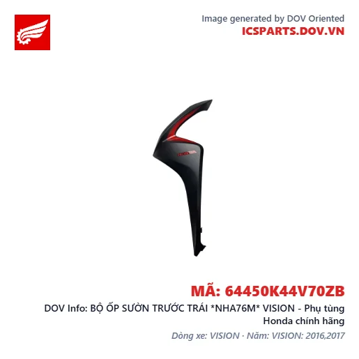 BỘ ỐP SƯỜN TRƯỚC TRÁI *NHA76M* VISION - Phụ tùng Honda chính hãng