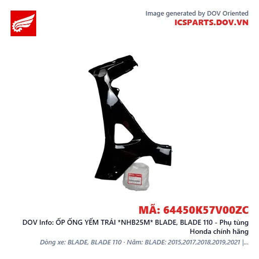ỐP ỐNG YẾM TRÁI *NHB25M* BLADE, BLADE 110 - Phụ tùng Honda chính hãng