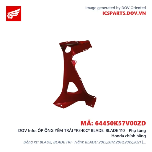 ỐP ỐNG YẾM TRÁI *R340C* BLADE, BLADE 110 - Phụ tùng Honda chính hãng