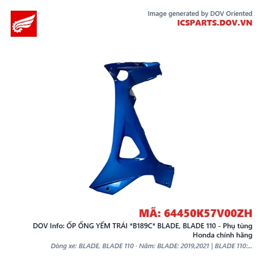 ỐP ỐNG YẾM TRÁI *B189C* BLADE, BLADE 110 - Phụ tùng Honda chính hãng