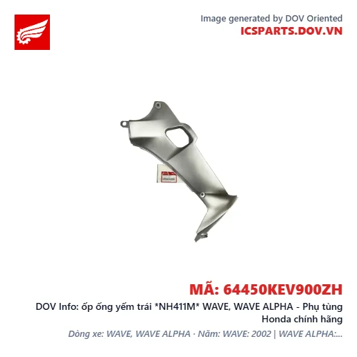 ốp ống yếm trái *NH411M* WAVE, WAVE ALPHA - Phụ tùng Honda chính hãng