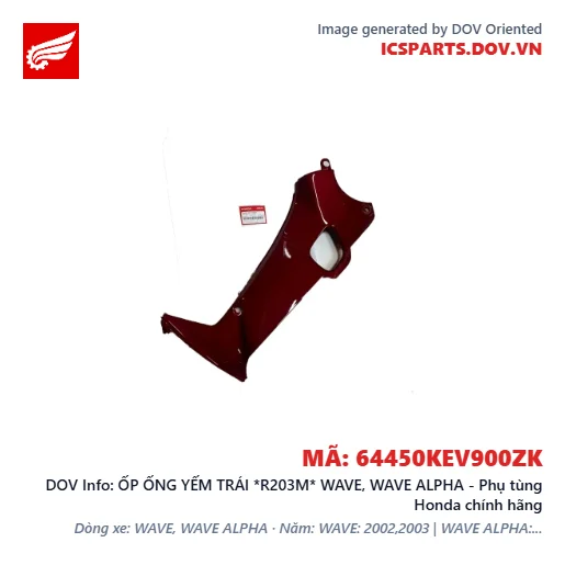 ỐP ỐNG YẾM TRÁI *R203M* WAVE, WAVE ALPHA - Phụ tùng Honda chính hãng