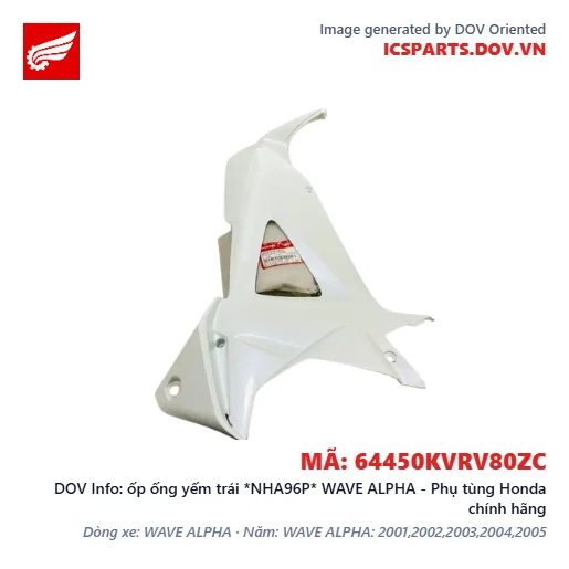 ốp ống yếm trái *NHA96P* WAVE ALPHA - Phụ tùng Honda chính hãng
