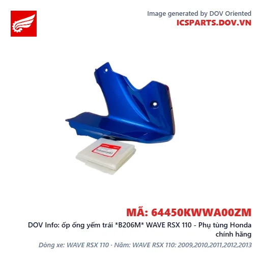 ốp ống yếm trái *B206M* WAVE RSX 110 - Phụ tùng Honda chính hãng