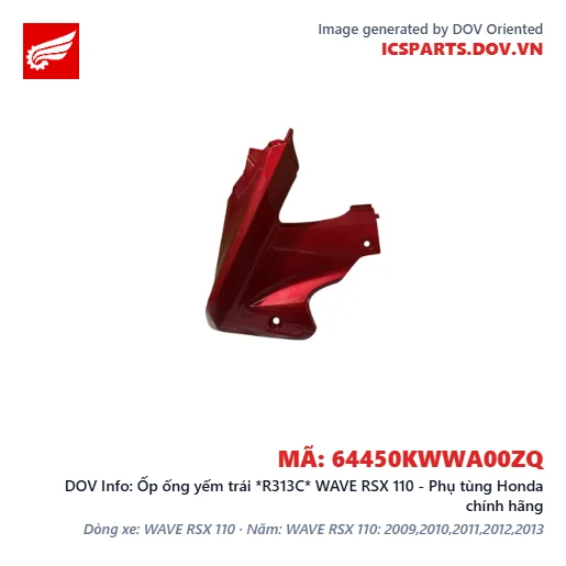 Ốp ống yếm trái *R313C* WAVE RSX 110 - Phụ tùng Honda chính hãng