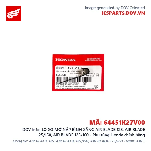 LÒ XO MỞ NẮP BÌNH XĂNG AIR BLADE 125, AIR BLADE 125/150, AIR BLADE 125/160 - Phụ tùng Honda chính hãng