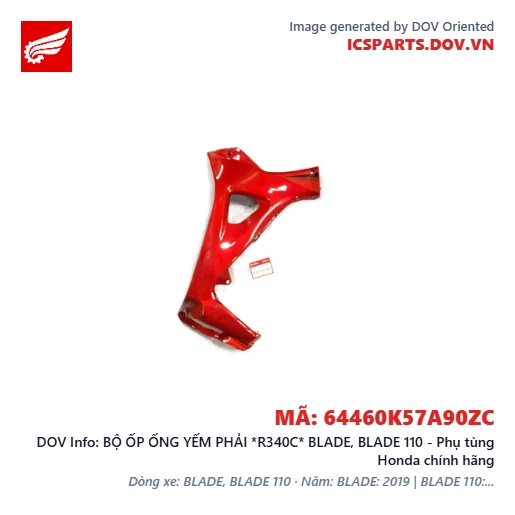 BỘ ỐP ỐNG YẾM PHẢI *R340C* BLADE, BLADE 110 - Phụ tùng Honda chính hãng
