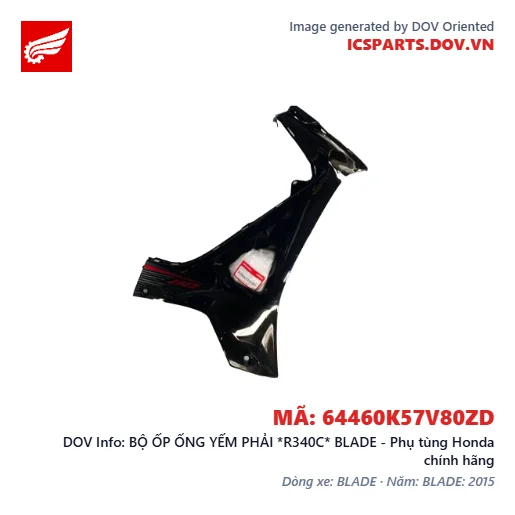 BỘ ỐP ỐNG YẾM PHẢI *R340C* BLADE - Phụ tùng Honda chính hãng