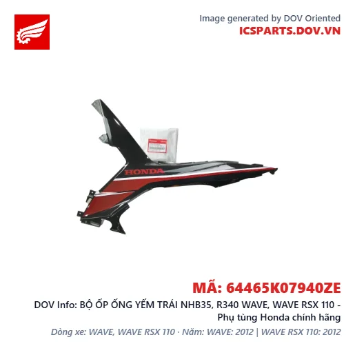 BỘ ỐP ỐNG YẾM TRÁI NHB35, R340 WAVE, WAVE RSX 110 - Phụ tùng Honda chính hãng