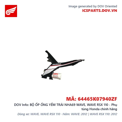 BỘ ỐP ỐNG YẾM TRÁI NHA69 WAVE, WAVE RSX 110 - Phụ tùng Honda chính hãng