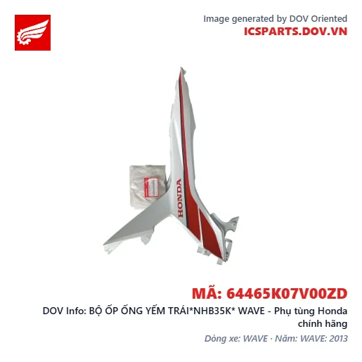 BỘ ỐP ỐNG YẾM TRÁI*NHB35K* WAVE - Phụ tùng Honda chính hãng
