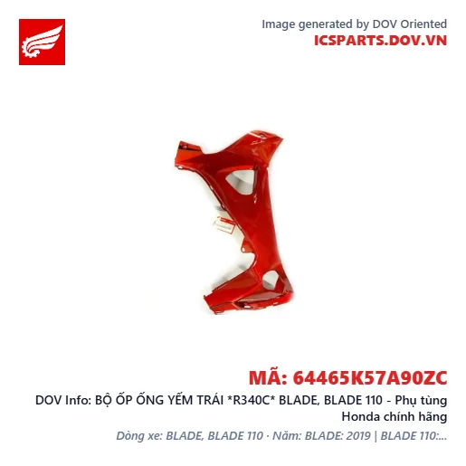 BỘ ỐP ỐNG YẾM TRÁI *R340C* BLADE, BLADE 110 - Phụ tùng Honda chính hãng
