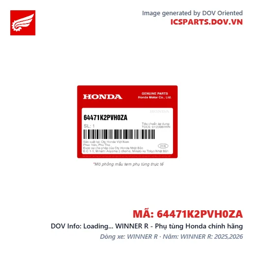 Loading... WINNER R - Phụ tùng Honda chính hãng