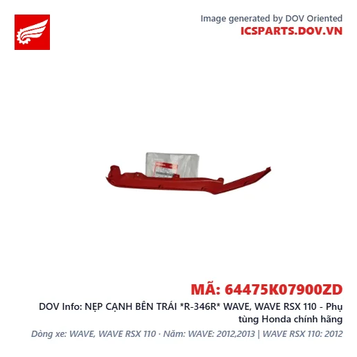 NẸP CẠNH BÊN TRÁI *R-346R* WAVE, WAVE RSX 110 - Phụ tùng Honda chính hãng