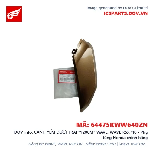 CÁNH YẾM DƯỚI TRÁI *Y208M* WAVE, WAVE RSX 110 - Phụ tùng Honda chính hãng