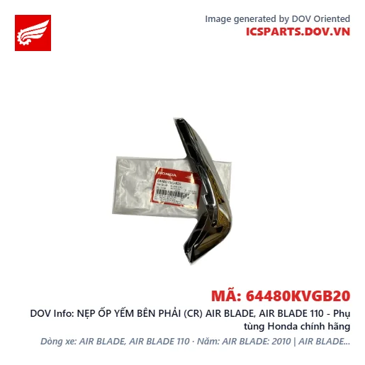 NẸP ỐP YẾM BÊN PHẢI (CR) AIR BLADE, AIR BLADE 110 - Phụ tùng Honda chính hãng