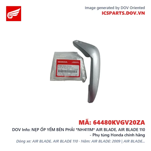 NẸP ỐP YẾM BÊN PHẢI *NH411M* AIR BLADE, AIR BLADE 110 - Phụ tùng Honda chính hãng