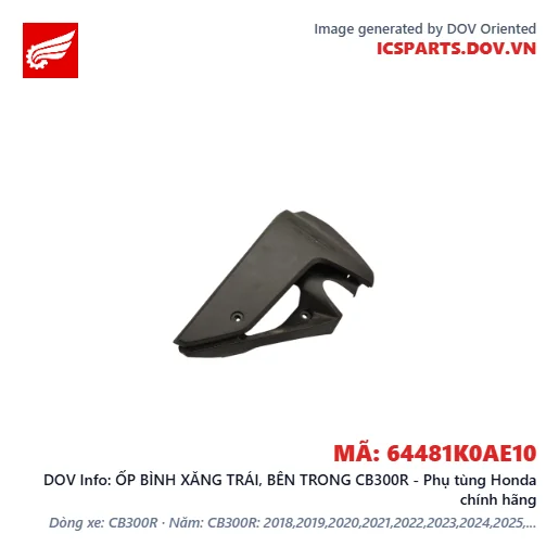 ỐP BÌNH XĂNG TRÁI, BÊN TRONG CB300R - Phụ tùng Honda chính hãng