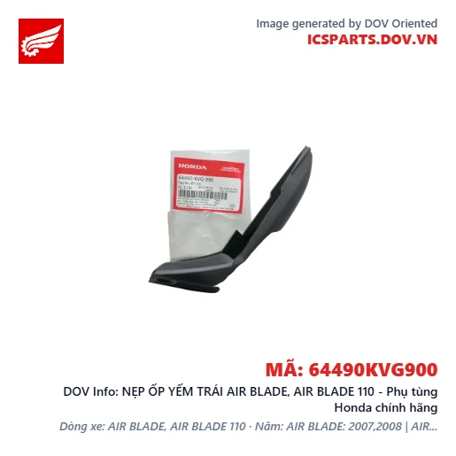 NẸP ỐP YẾM TRÁI AIR BLADE, AIR BLADE 110 - Phụ tùng Honda chính hãng