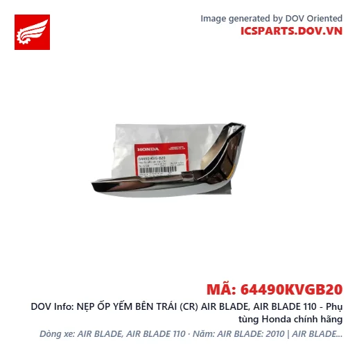 NẸP ỐP YẾM BÊN TRÁI (CR) AIR BLADE, AIR BLADE 110 - Phụ tùng Honda chính hãng