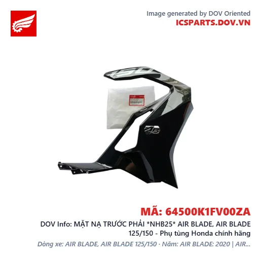 MẶT NẠ TRƯỚC PHẢI *NHB25* AIR BLADE, AIR BLADE 125/150 - Phụ tùng Honda chính hãng