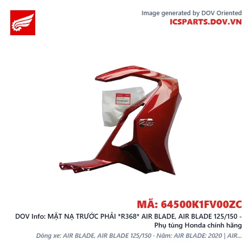 MẶT NẠ TRƯỚC PHẢI *R368* AIR BLADE, AIR BLADE 125/150 - Phụ tùng Honda chính hãng