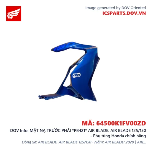 MẶT NẠ TRƯỚC PHẢI *PB421* AIR BLADE, AIR BLADE 125/150 - Phụ tùng Honda chính hãng