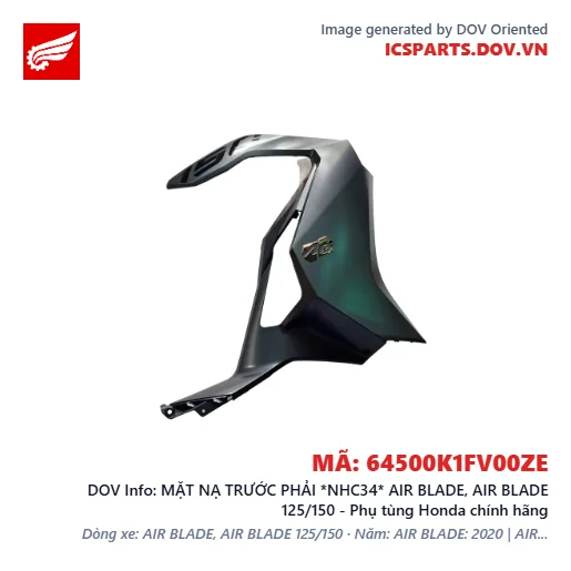 MẶT NẠ TRƯỚC PHẢI *NHC34* AIR BLADE, AIR BLADE 125/150 - Phụ tùng Honda chính hãng