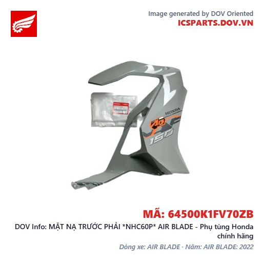 MẶT NẠ TRƯỚC PHẢI *NHC60P* AIR BLADE - Phụ tùng Honda chính hãng