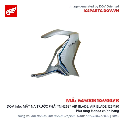 MẶT NẠ TRƯỚC PHẢI *NH262* AIR BLADE, AIR BLADE 125/150 - Phụ tùng Honda chính hãng