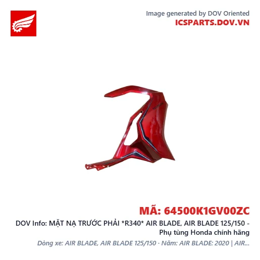 MẶT NẠ TRƯỚC PHẢI *R340* AIR BLADE, AIR BLADE 125/150 - Phụ tùng Honda chính hãng