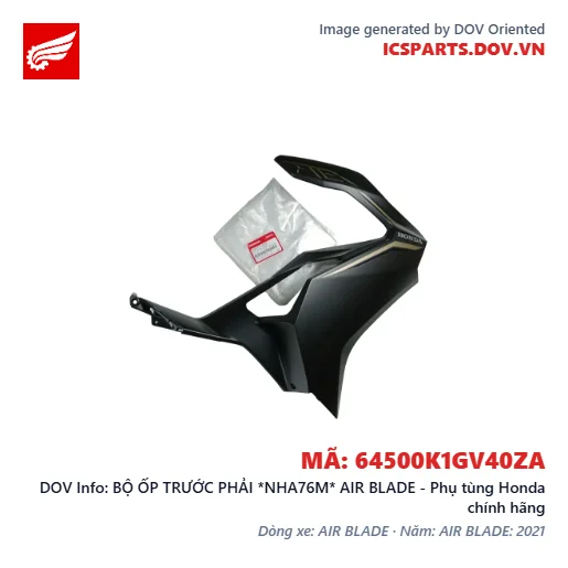 BỘ ỐP TRƯỚC PHẢI *NHA76M* AIR BLADE - Phụ tùng Honda chính hãng