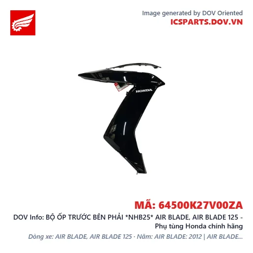 BỘ ỐP TRƯỚC BÊN PHẢI *NHB25* AIR BLADE, AIR BLADE 125 - Phụ tùng Honda chính hãng