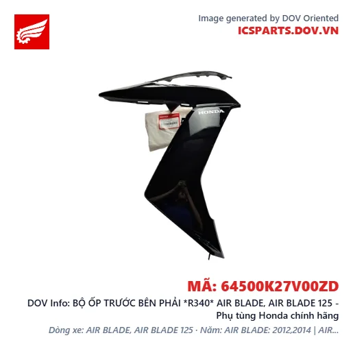BỘ ỐP TRƯỚC BÊN PHẢI *R340* AIR BLADE, AIR BLADE 125 - Phụ tùng Honda chính hãng