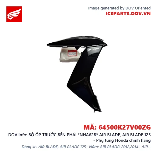 BỘ ỐP TRƯỚC BÊN PHẢI *NHA62B* AIR BLADE, AIR BLADE 125 - Phụ tùng Honda chính hãng