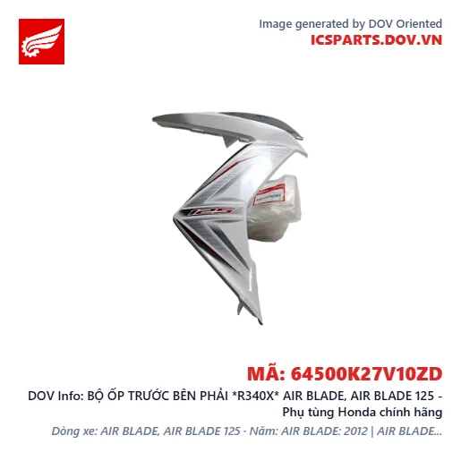 BỘ ỐP TRƯỚC BÊN PHẢI *R340X* AIR BLADE, AIR BLADE 125 - Phụ tùng Honda chính hãng