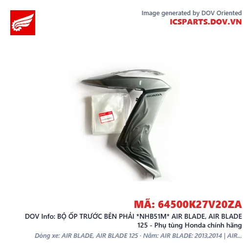 BỘ ỐP TRƯỚC BÊN PHẢI *NHB51M* AIR BLADE, AIR BLADE 125 - Phụ tùng Honda chính hãng