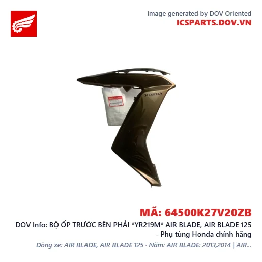 BỘ ỐP TRƯỚC BÊN PHẢI *YR219M* AIR BLADE, AIR BLADE 125 - Phụ tùng Honda chính hãng