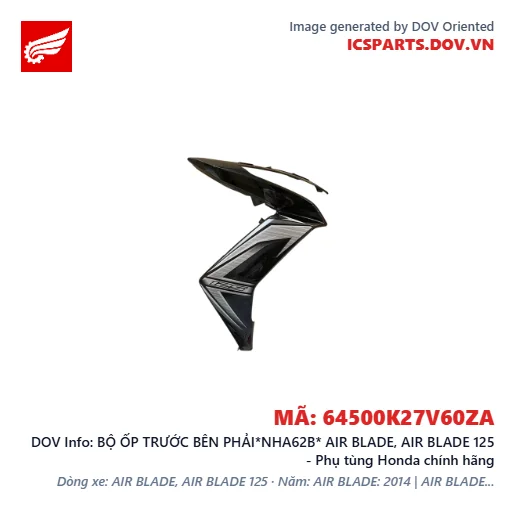 BỘ ỐP TRƯỚC BÊN PHẢI*NHA62B* AIR BLADE, AIR BLADE 125 - Phụ tùng Honda chính hãng