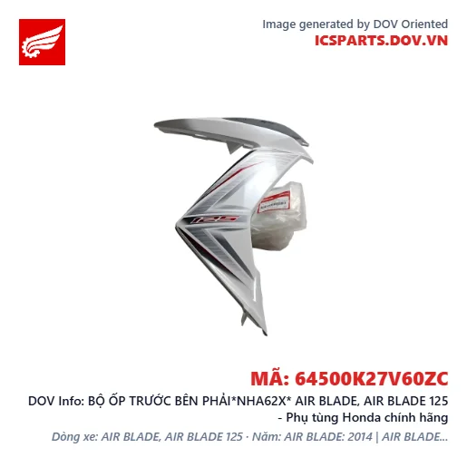 BỘ ỐP TRƯỚC BÊN PHẢI*NHA62X* AIR BLADE, AIR BLADE 125 - Phụ tùng Honda chính hãng