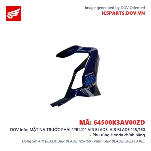 MẶT NẠ TRƯỚC PHẢI *PB421* AIR BLADE, AIR BLADE 125/160 - Phụ tùng Honda chính hãng