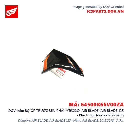 BỘ ỐP TRƯỚC BÊN PHẢI *YR322C* AIR BLADE, AIR BLADE 125 - Phụ tùng Honda chính hãng
