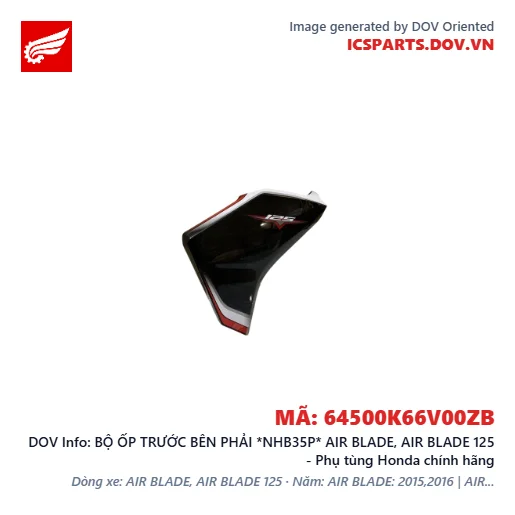 BỘ ỐP TRƯỚC BÊN PHẢI *NHB35P* AIR BLADE, AIR BLADE 125 - Phụ tùng Honda chính hãng