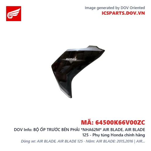 BỘ ỐP TRƯỚC BÊN PHẢI *NHA62M* AIR BLADE, AIR BLADE 125 - Phụ tùng Honda chính hãng