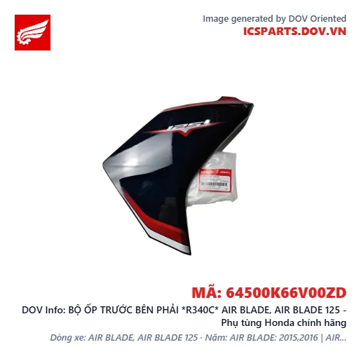 BỘ ỐP TRƯỚC BÊN PHẢI *R340C* AIR BLADE, AIR BLADE 125 - Phụ tùng Honda chính hãng