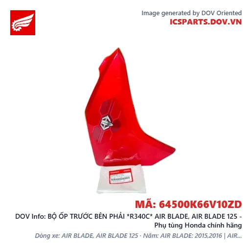 BỘ ỐP TRƯỚC BÊN PHẢI *R340C* AIR BLADE, AIR BLADE 125 - Phụ tùng Honda chính hãng