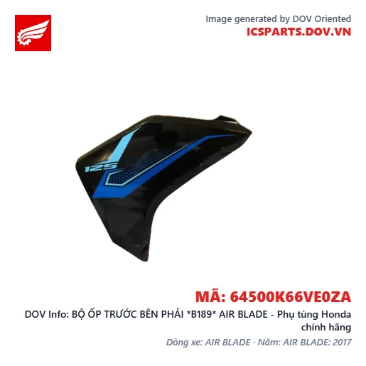 BỘ ỐP TRƯỚC BÊN PHẢI *B189* AIR BLADE - Phụ tùng Honda chính hãng