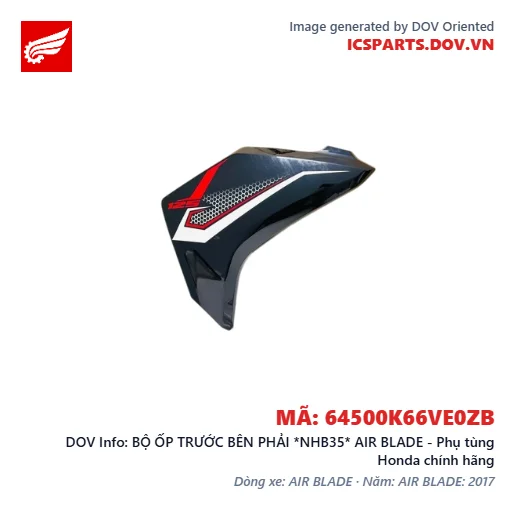 BỘ ỐP TRƯỚC BÊN PHẢI *NHB35* AIR BLADE - Phụ tùng Honda chính hãng